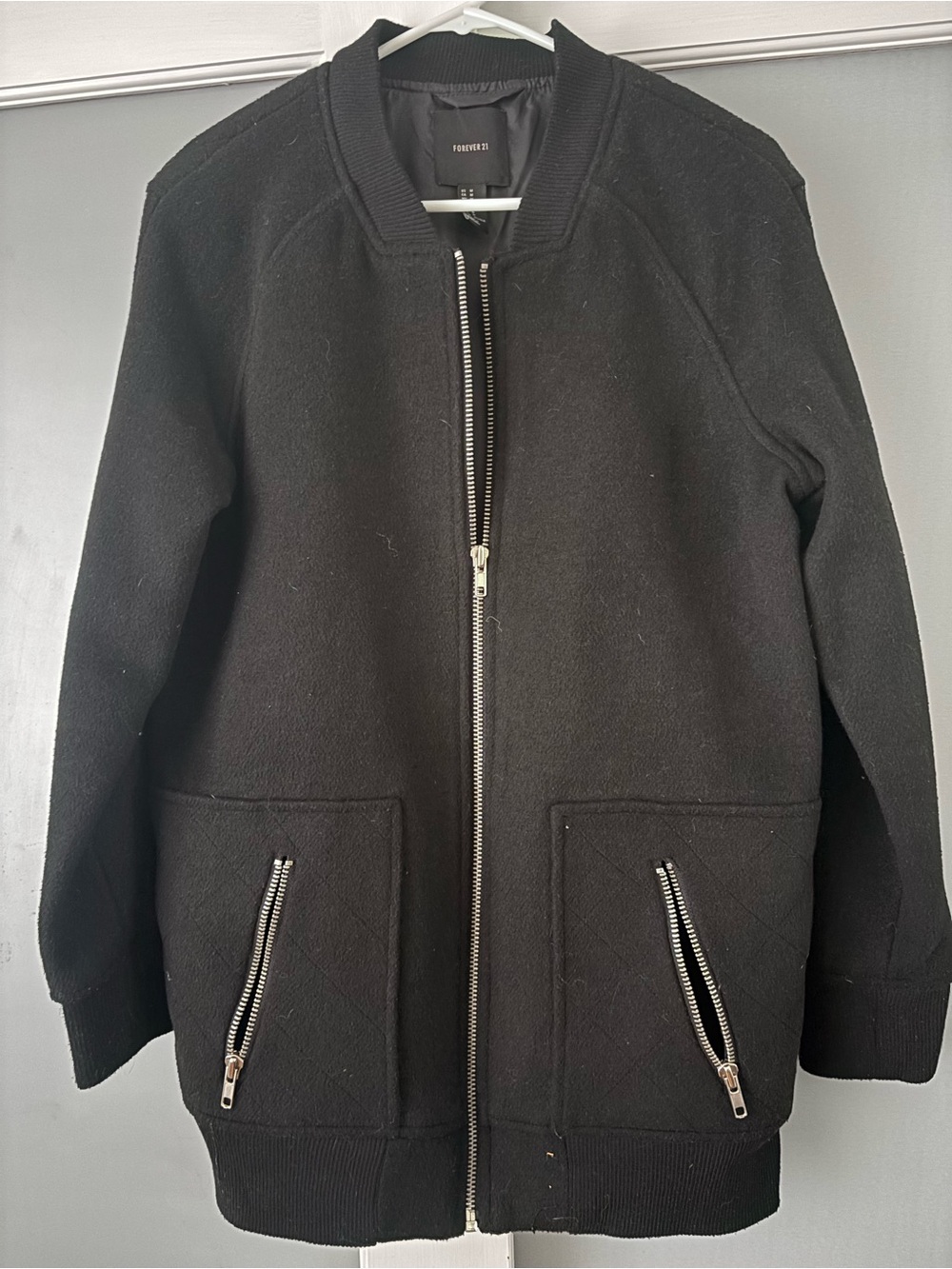 Forever 21 Black Bomber Zip-Up Jacket